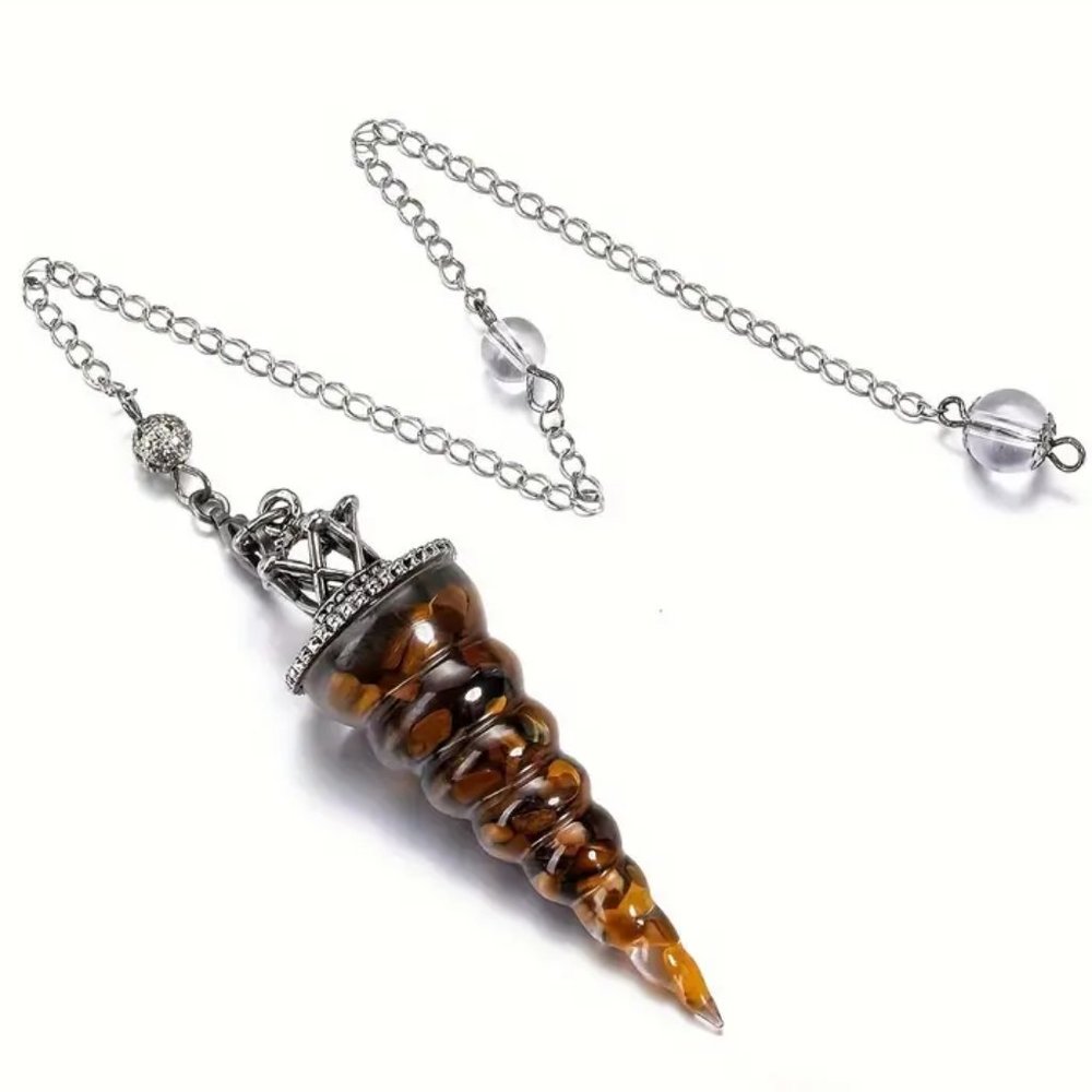 Tiger's Eye Spiral Pendulum